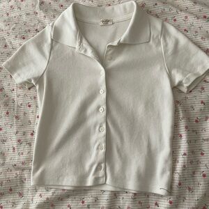 Brandy Melville, white button up, cropped